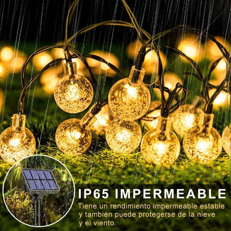 gsy3411M 60 LED Cadena de Luces Solar con 8 Modos de Iluminación Guirnalda de Luces Solares Impermeables al Exterior para Navidad Año Nuevo Patios Jardines Terrazas y Fiestasgsy - Multicolor - Añade 4