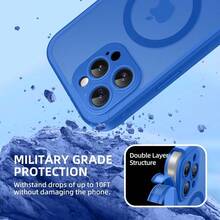 MX   BERFY - Funda para iPhone 14 Pro Max compatible con protector de visualización de privacidad integrado y protección de cámara antiespía cuerpo completo a prueba de golpes mate para 14 Pro - AzulKlein - Ver 7
