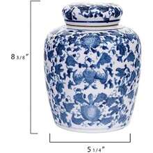 Tarro decorativo de cerámica de jengibre con tapa, azul y blanco(8.25" H) - Multicolor - Ver 2