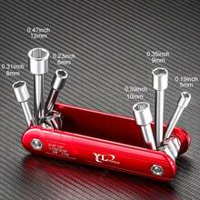 6-In-1 Multifunctional Combination Set: Foldable Hexagon Wrench, High Hardness Portable, Multifunctional Folding Wrench, Suitable For Electric Vehicles, Motorcycles, Bicycles And Other Repair Tools, Portable Socket Wrench, Universal Household Hexagon Wrench Combination Set, Kitchen, Home Supplies, Men's Gift - Random Color - View 3