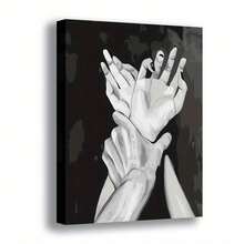 Arte de pared en lienzo de gesto abstracto plano 2D - Minimalismo retro moderno y pintura a mano, decoración elegante para oficina en casa, pieza única - Multicolor - Ver 1