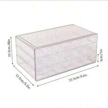 1个72格透明首饰收纳盒，钓鱼用具 | 女士首饰盒，耳环展示架，适用于耳环、戒指、手镯、项链、手表，带可调节隔板 - 無色 - 查看 2