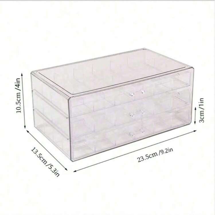 1个72格透明首饰收纳盒，钓鱼用具 | 女士首饰盒，耳环展示架，适用于耳环、戒指、手镯、项链、手表，带可调节隔板 - 無色 - 查看 2