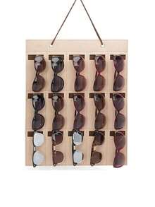 1pc Hanging Glasses Storage Bag, Beige Polyamide Multi Grid Glasses Storage Bag Home, Gender Reveal Party, Birthdays, Weddings, Parties, Colleagues, Friends, And Family, Back To School - 淺褐色的 - 查看 1