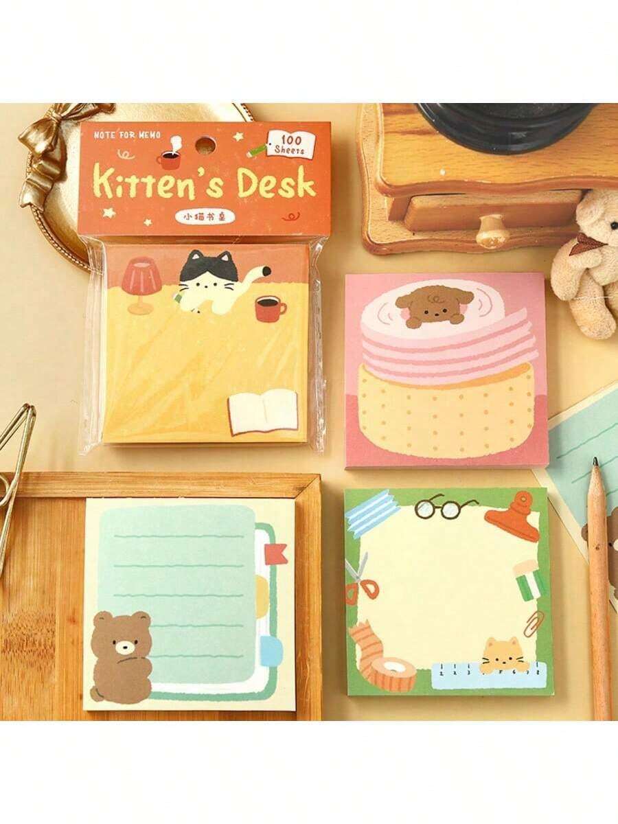 100 Sheets Soft Fluffy Animal Theme Memo Pad, Delicate Texture For Scrapbooking, Student Classroom Notes, Diary Message, Creative Small Gift