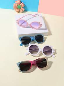 1 Set 4pcs Stylish Glasses For Boys And Girls Aged 9-12. Blue Cat Design. Bright And Square Shape. Suitable For Daily Use, Festivals And Parties.