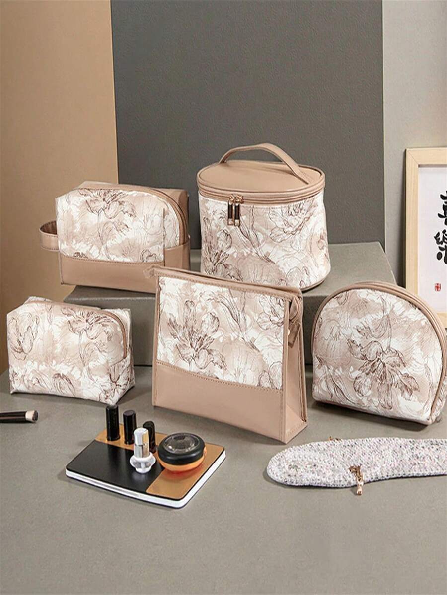 Bolsa organizadora impermeable de PU para brochas de maquillaje de viaje, estuche de cosméticos