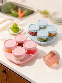 Bộ 4 hũ thủy tinh đựng thức ăn dặm cho bé 150ml có nắp đậy - Chống rò rỉ, dùng được trong lò vi sóng, thích hợp để bảo quản thức ăn nghiền cho bé và đồ ăn nhẹ cho trẻ nhỏ, có thể rửa bằng máy rửa chén và để trong tủ lạnh. - Nhiều màu - Xem 2