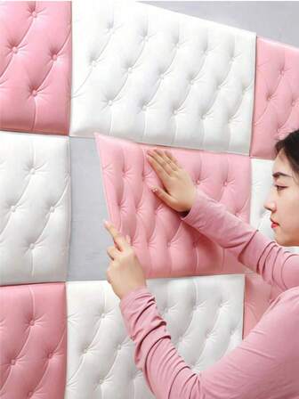 4 piezas/6 piezas Papel tapiz de espuma 3D en relieve, textura de cuero sintético, tacto suave, pegatina de pared de espuma autoadhesiva, reutilizable y recortable, decoración de dormitorio, revestimiento de pared grueso a prueba de sonido, cabecero de paquete suave, impermeable, a prueba de humedad, a prueba de polvo, pegatina antichoque, pegatina de pared de decoración del hogar