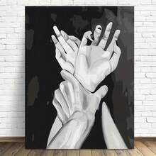 Arte de pared en lienzo de gesto abstracto plano 2D - Minimalismo retro moderno y pintura a mano, decoración elegante para oficina en casa, pieza única - Multicolor - Ver 9