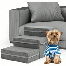 ASSunowl Escalera para Perros 3 Niveles Plegable para Mascotas Escalera para Perros Extra Anchos sofa Cama con Espacio de Almacenamiento Superficie Antideslizante Ayuda a la Mascota facil de - 3niveles - Ver 1
