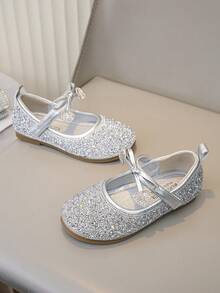 幼儿/女童芭蕾平底鞋 - 玛丽珍公主鞋，适合婚礼、上学、派对等场合 - 銀色 - 查看 2