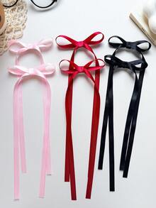 12件套女士发饰套装，涤纶丝带多色蝴蝶结发夹，时尚发卡，甜美可爱发夹，蕾丝优雅发爪，芭蕾舞Y2K仙女头饰，发饰丝带，适合日常佩戴，发夹 - 粉紅色+紅色+黑色 - 查看 8