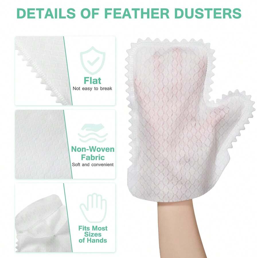 10/30/50pcs White Super Soft Fiber Cleaning Gloves, Handmade Dusting Gloves, Super Fine Fiber Cloth, Can Replace Dusting Wipes And Feather Dusters, Effectively Remove Dust, Pet Hair And Other Sensitive Areas, Double-Sided, Disposable - Multicolor - View 1