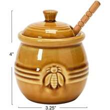 Creative Co-Op DA4177 - Olla con tapa y cuchara de madera para miel, color amarillo(Amarillo) - Multicolor - Ver 3