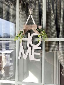 1件装木质“家”字形绿叶蝴蝶结装饰挂牌，春夏家居装饰，适用于门、墙、房间、客厅、卧室等，可作为礼物送给朋友、家人、同事，情人节礼物。 - HOME house - 查看 2