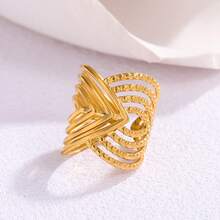 1 Gold Multi-Layer Pattern Ring Daily Accessory - JR531-s7 - View 2