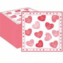 20张粉色心形一次性纸巾，情人节主题装饰 - 彩色 - 查看 6