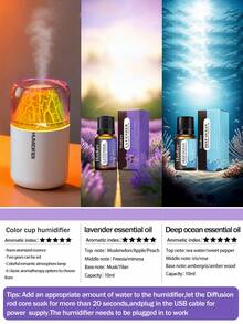 1个180毫升彩色火山加湿器，USB供电，2种工作模式，7色LED灯，静音喷雾，火山效果香薰灯和精油扩散器，适用于室内装饰、办公室、客厅、书桌、汽车，是送给女性的绝佳礼物。 - 黑與白 - 查看 12