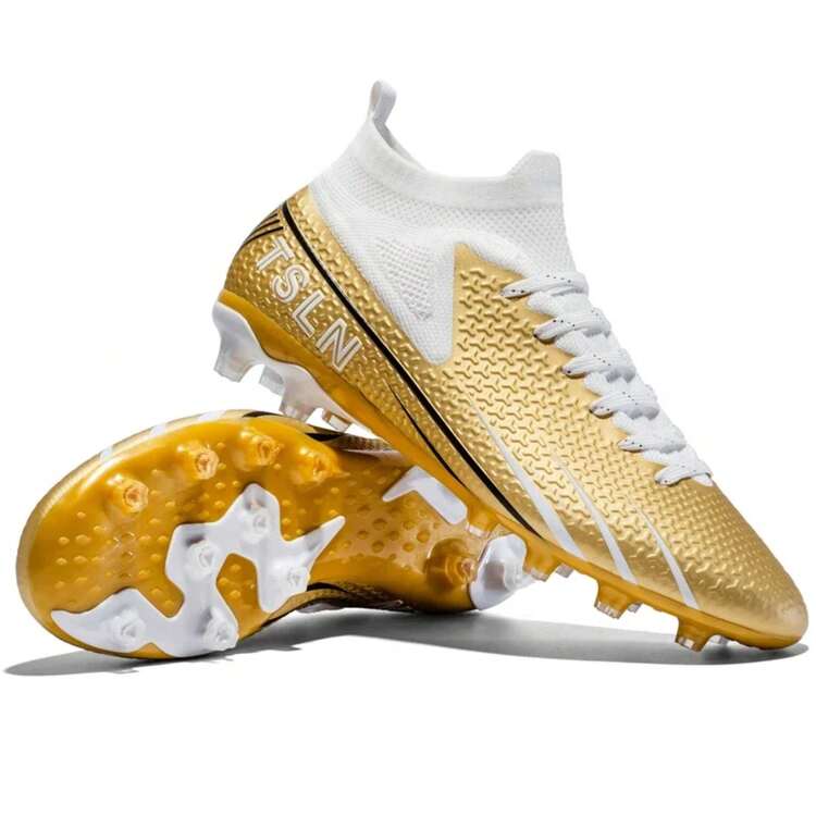 Botas de campo de fútbol de la sociedad para hombres, zapatos de fútbol profesionales para adultos y niños, tacos de partido de entrenamiento de césped de alta calidad, zapatillas de Futsal - Oro-F888 - Añade 13