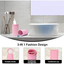 Estilo7CDXD Portacepillos De Dientes De Viaje, Desmontable 3 En 1, Estuche De Cepillo Para Polvo De Dientes De Viaje, Compartimento Organizador De Encimera De BañO, Bandeja Organizadora De Cambiador, CajaVersióN Mejorada - Rosa01 - Ver 4