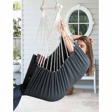 ASChihee Columpios Silla Hamaca Fuerte Metal Plegable Barra separadora Portatil Silla Colgante Maximo 227KG Asiento comodo Patio Cesped Silla Mezcla de algodon para Comodidad Superior Durabilidad - 130*100cm+Gris oscuro-Pértiga metálica - Ver 2