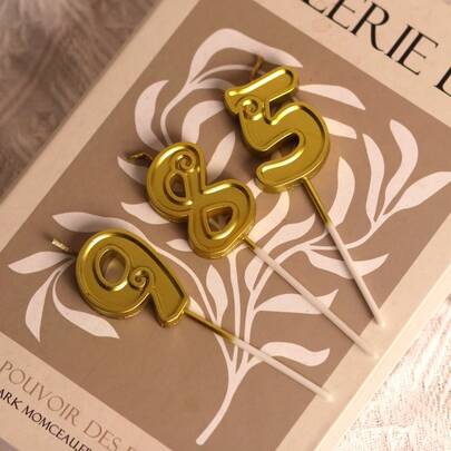 1pc Auspicious Cloud Numeral Candle 0-9, Birthday Cake Baking Decor Insert, Golden Cloud Candle For Birthday Party, Wedding, Ramadan, New Year