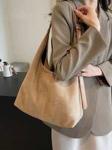 1pc YouBei Suede Oversized Underarm Bag, Women Shoulder Messenger Bag (With Small Bag), Suitable For Girls, Ladies, College Students, Young Professionals, Great For Work, Business, Commute, School, Newest Fashionable Suede Bag For Women