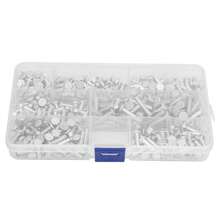 Remaches sólidos, 350 piezas de aluminio de cabeza plana M4 4 mm 6 mm 8 mm 10 mm 12 mm 16 mm 20 mm Kit surtido de remaches sólidos, con caja de plástico - 1 - Ver 5