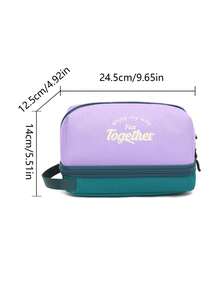 1pc Purple, Green, Gray, Orange Dry Wet Separation Wash Bag Waterproof Bathroom Hot Spring Bathhouse Storage Bag Travel Large Capacity Makeup Bag - Multicolor - View 3