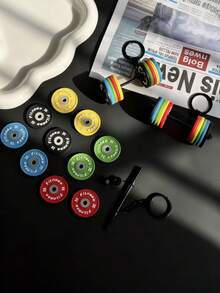 1set DIY Detachable Large Barbell Keychain, Detachable Combination, Creative Handcrafted Pendant, Exquisite Metal Barbell, Key Chain, Schoolbag Pendant, Bag Pendant, Fitness Bag Pendant, Accessory Pendant, Suitable For Fitness Enthusiasts Keychains, Couples Keychains, Valentine's Day Gifts, And Festival Gifts For Boyfriends - Multicolor - View 5