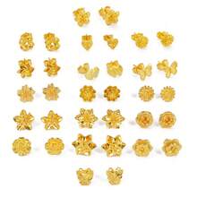 زوج من أقراط الأذن ذات الحجم الصغير بتصميم زهرة قلب فراشة، باللون الذهبي، مجوهرات مناسبة للنساء في أفريقيا والعالم العربي والشرق الأوسط - الذهبي - مشاهدة 2