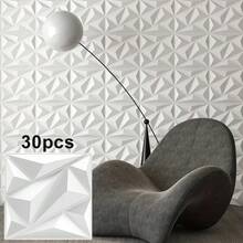 3D Wall Panel For Interior Wall Decoration, Water- And Oil-Resistant, PVC, Geometric Textured Wall Panel For Living Rooms, Halls, Bedrooms, Hotels, Offices, Black/White, 30 Cm X 30 Cm (Incl. Roll Of Wall Tape) - 對角鑽 - 查看 12