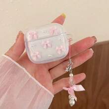 Estuche inalámbrico Bluetooth de resina rosa con diseño de mariposa compatible con Apple Pro 3/4, Pro de 3ra generación, Pro 2, estuche protector anti-caída para auriculares Bluetooth con colgante de mariposa, regalo para la novia