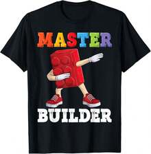 Fun Building Block T-Shirt For Children And Teachers - 黑色 - 查看 1