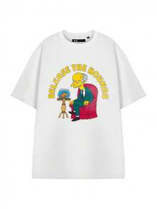 The Simpsons Mens White Short Sleeved T-Shirt |   Release The Hounds Graphic Tee |   Classic Cartoon Apparel |   Homer, Marge, Bart & Lisa Retro Top |   TV Series Merchandise Gift - trắng - Xem 8