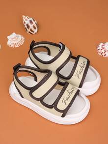 1 Pair Unisex Flat Cute Closed Toe Sandals, Soft Sole Non-Slip Baby Toddler Beach Shoes, Suitable For Summer - Brown - View 4