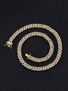 1pc Silver/Blue/Pink Shiny Miami Chain Unisex Iced Out Miami Necklace, Colorful Hiphop Y2K Accessories For Men - Fashion Jewelry - View 10