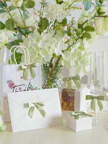 10个/20个/50个鼠尾草绿缎带蝴蝶结，自粘缎带蝴蝶结礼品包装小蝴蝶结丝带，双面粘工艺蛋糕零食袋婚礼新娘礼物情人节装饰