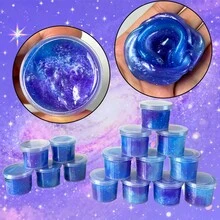 星空史萊姆兒童派對禮物，星空史萊姆杯，成人適用，美觀可拉伸不黏手星空史萊姆套組，女孩男孩史萊姆派對禮物袋填充物，舒壓緩焦，滋潤超軟玩具，復活節籃子填充物，兒童派對禮物 - 閃粉 - 查看 4