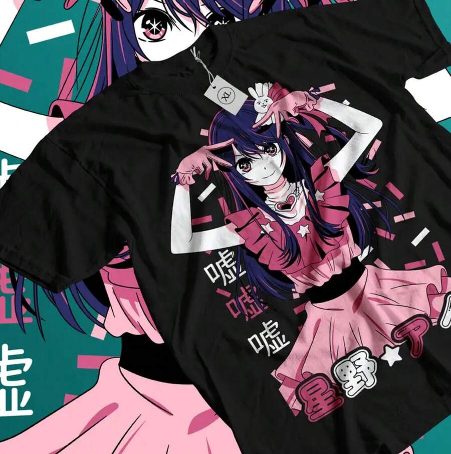 Oshi No Ko T-Shirt Ai Hoshino Waifu Girl Call Of The Night Anime Shirt All Size - 黑色 - 查看 1