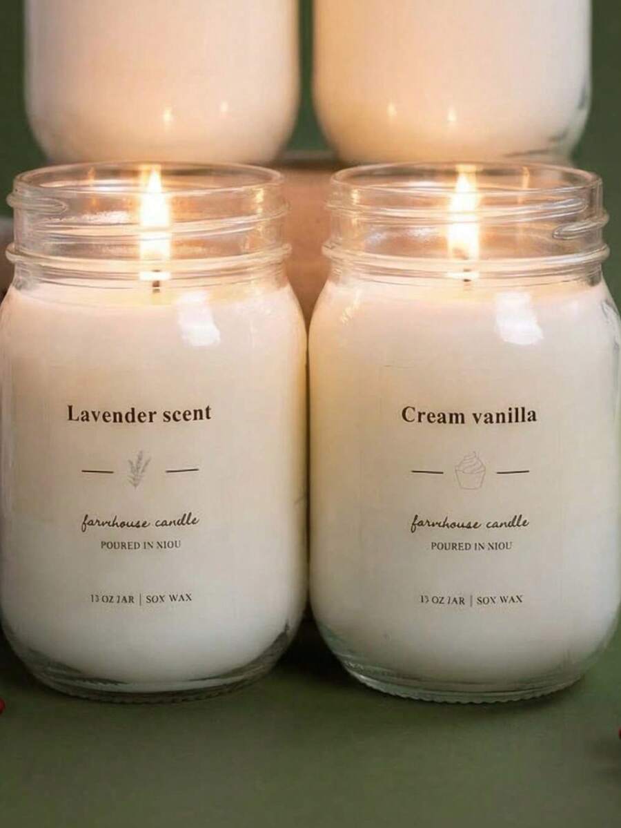 1pc Large Candle Jar, Scented Candle, Decorative Candle, Soy Wax Candle, Gift For Best Friend, Gift For Her, Winter Gift, Home Decor Candle, Candle Accessory, Decor Item - Multicolor - View 1