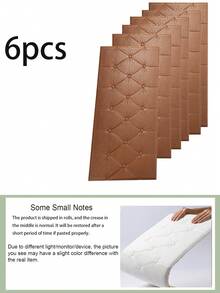 4片/6片装3D立体压纹泡沫墙纸，仿皮纹理，触感柔软，自粘泡沫墙贴，可重复使用和裁剪，卧室装饰背景，隔音加厚墙面覆盖物，床头板软包，防水、防潮、防尘、防撞贴纸，家居装饰墙贴 - 彩色 - 查看 11