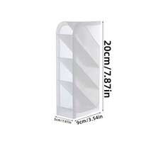 1pc Multi-Functional Desktop Storage Box, Transparent Plastic Pen Holder, Frosted Slanted Design, Multi-Purpose Stationery/Pen Cup, Makeup Brush/Lipstick Organizer, Space Saving