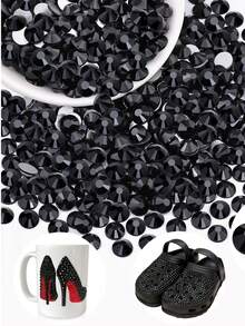 1500颗4毫米树脂平底水钻，黑色圆形非热熔平底树脂水钻，DIY闪亮装饰，散装闪光水晶钻石石，适用于DIY工艺品、杯子、瓶子、玻璃杯、衣服、工艺装饰