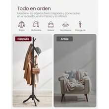 VASAGLE Perchero de Madera Maciza, 3 Alturas Ajustables, 47 x 47 x 175 cm, Ropa, Sombrero, Salón, Dormitorio, Oficina, MRCR04WTV2(Negro Retro) - Multicolor - Ver 7