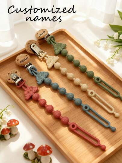 Personalized Silicone Pacifier Clip, Rainbow Design, Custom Name, Baby/Toddler Gift