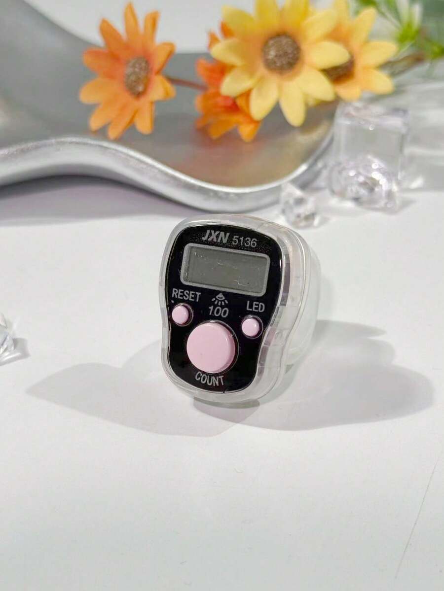 1pc Transparent Electronic Counter, Middle Eastern Arabic Digital Convenient Ring Counter, Stress Relief Hand Press Counter, Compact & Portable, Suitable For Prayer Counting, Knitting Counting, Business Use, Golf, Etc. - Multicolor - View 1