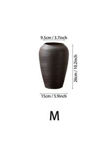 1pc Nordic Minimalism Style Ceramic Hydroponic Large Flower Vase, Suitable For Home Decor, Modern Simplistic Decorative Vase Set, For Fresh Flowers, Bohemian Style Vase, Suitable For Farmhouse, Living Room, Dining Room, Tabletop, Bookshelf, Centerpiece, Home Decor, Tabletop Decoration, Black Brushed Stripes Large Flower Vase,Halloween Decor Halloween Decor Fall Decor Room Decor Glass Vase - Black - View 9