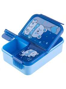 1pc Cartoon Lunch Box With Compartments, 900ml Small Student Bento Box For Adults, Office, Travel Leak-Proof Lunch Box, Microwave/Dishwasher , Birthday/Christmas Gift (Blue) (Pink) (Green) - Multicolor - View 6